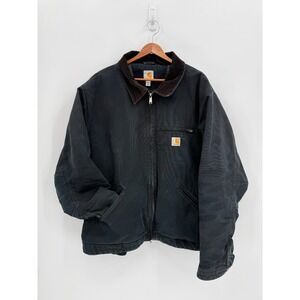 Carhartt Mens Faded Black Canvas Corduroy Zip Up Jacket Size 3XL #14806 Grunge